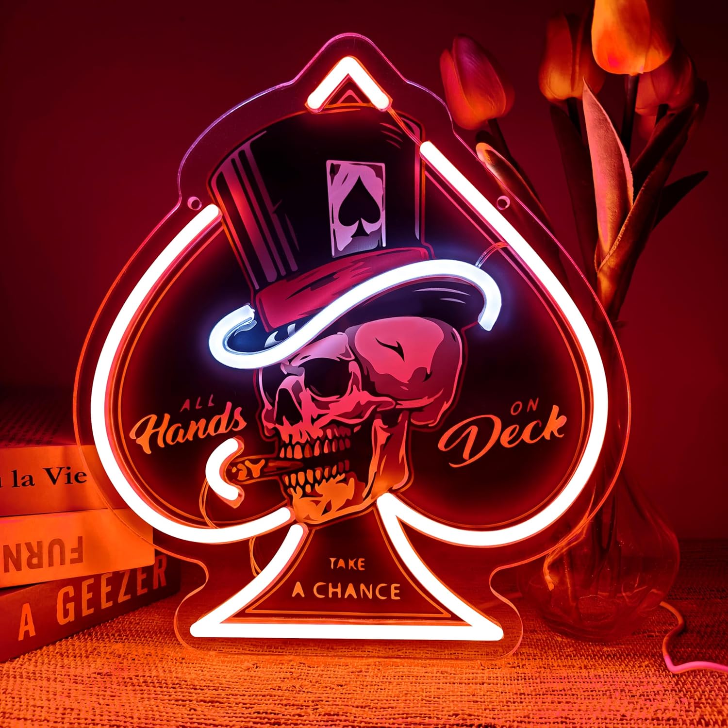 Board Game Hotel - Lampu Neon Skull Ace of Spades