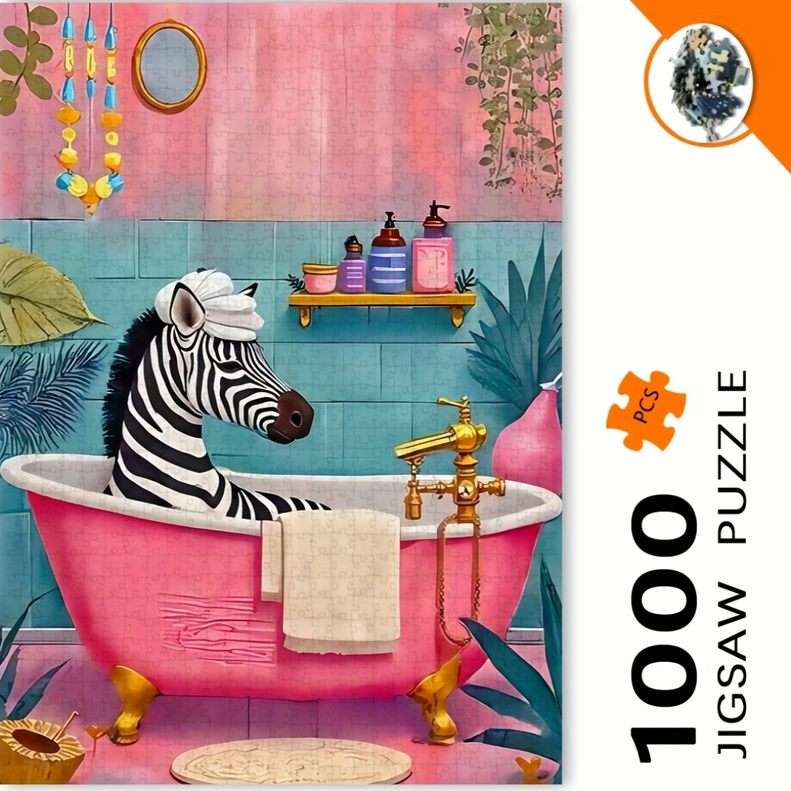 Jigsaw Puzzle Adult - 1000pcs Puzzle Jigsaw Zebra dalam Bak